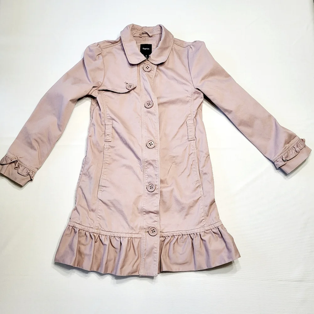 Gap Kids Girls Medium (8) Dusty Pink Mauve Ruffled Buttondown Light Jacket